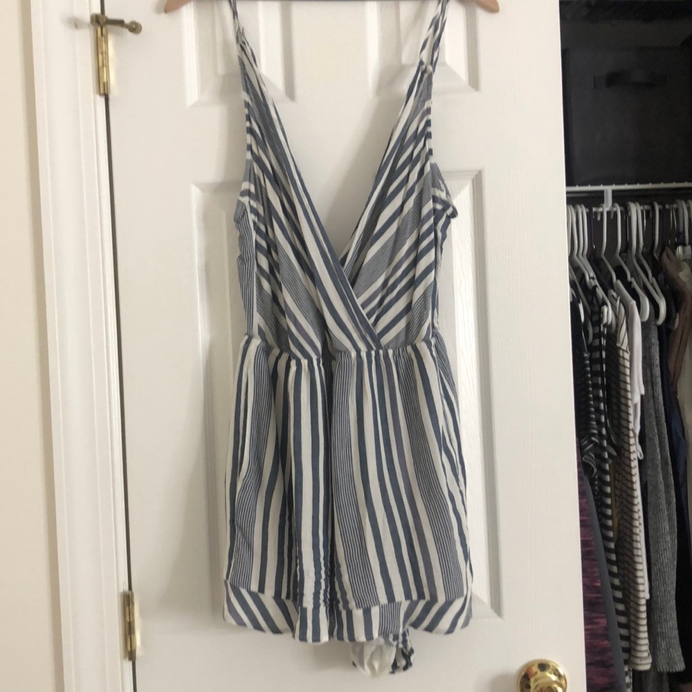 NEW: Striped white and blue romper!